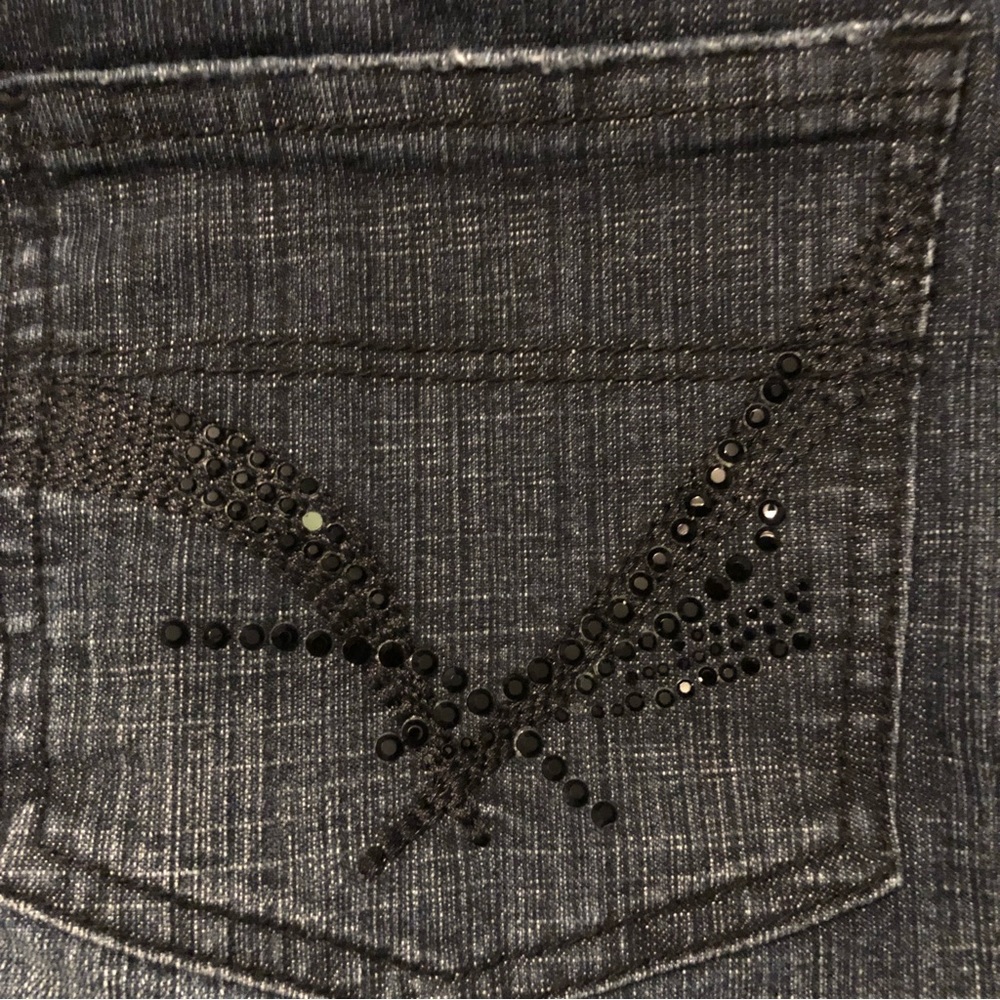 Unique Black Jean Mermaid Flare Skirt Diamanté Accents on back pockets Size 5 - Picture 16 of 16